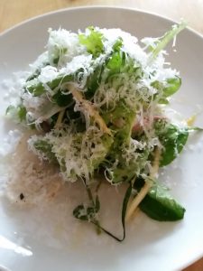 Spring Salad with onion vinaigrette dressing
