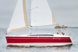 a red sailboat
