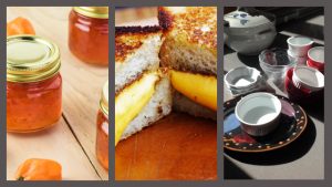 pepper jelly, grilled cheese, and dessert bowls