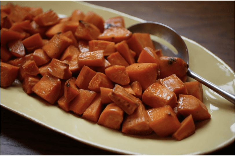 Honey and whisky glazed sweet potatoes