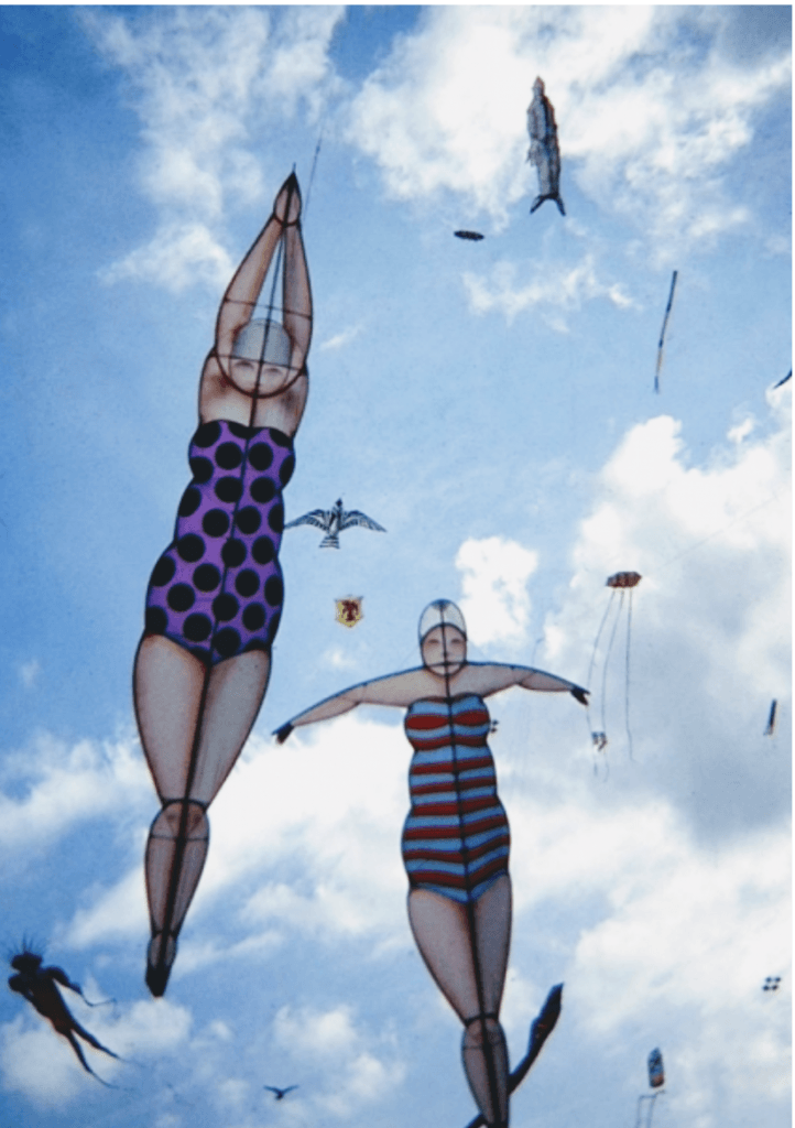 flying fat women in bathsuits