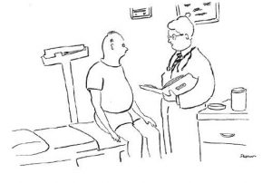 Cartoon of a doctor and a patient